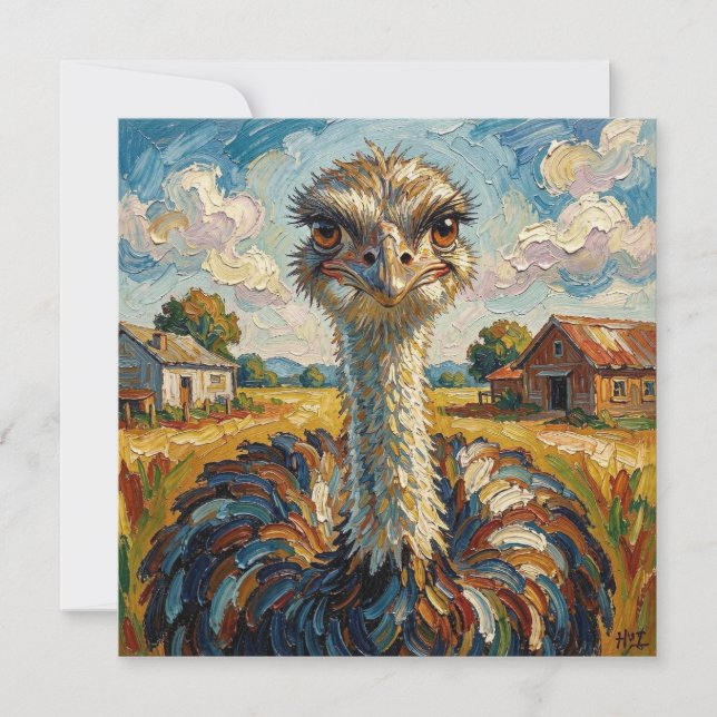 Impasto-Strauß auf einer Ranch | Blanko (Vorderseite)