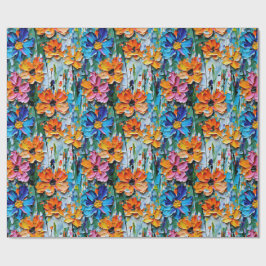 Impasto Style Blume in einem farbenfrohen Muster Geschenkpapier