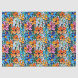 Impasto Style Blume in einem farbenfrohen Muster Seidenpapier