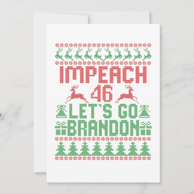 Impeach 46 Let's Go Brandon Ugly Christmas Sweater Dankeskarte (Vorderseite)