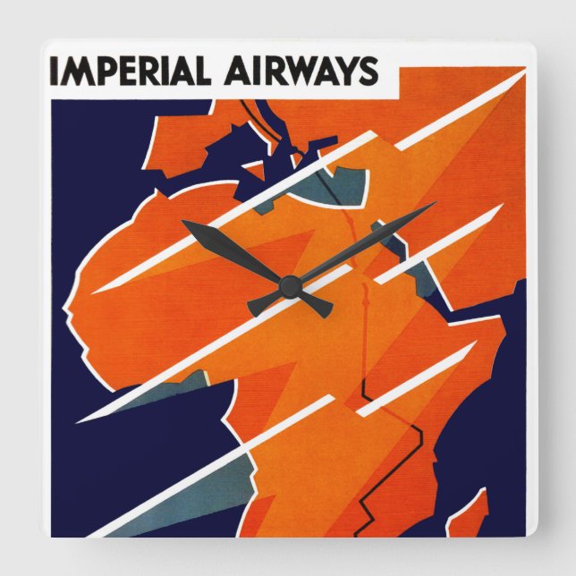 Imperial Airways Africa Quadratische Wanduhr (Vorderseite)
