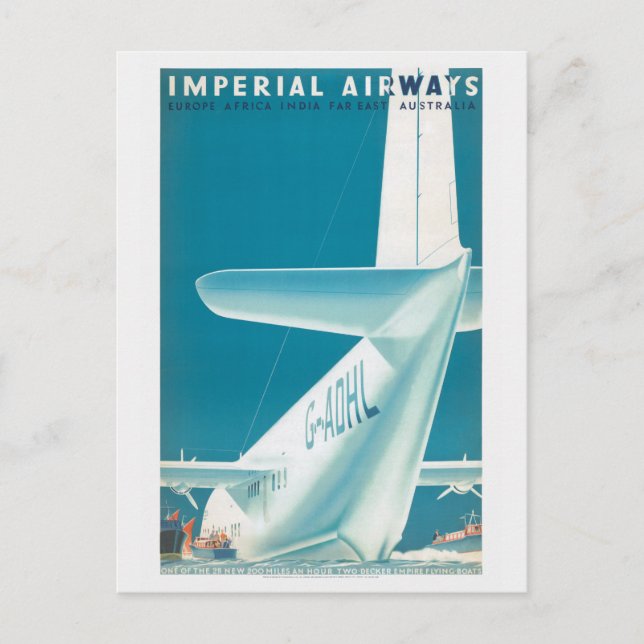 Imperial Airways UK Vintage Poster 1939 Postkarte (Vorderseite)