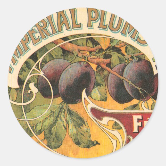 Imperial Plums Runder Aufkleber (Vorderseite)