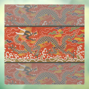 Imperial Roter und schwarzer Drache Seidenmuster Fensteraufkleber