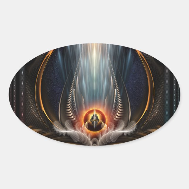 Imperial View Fraktal Art Oval Aufkleber (Vorderseite)