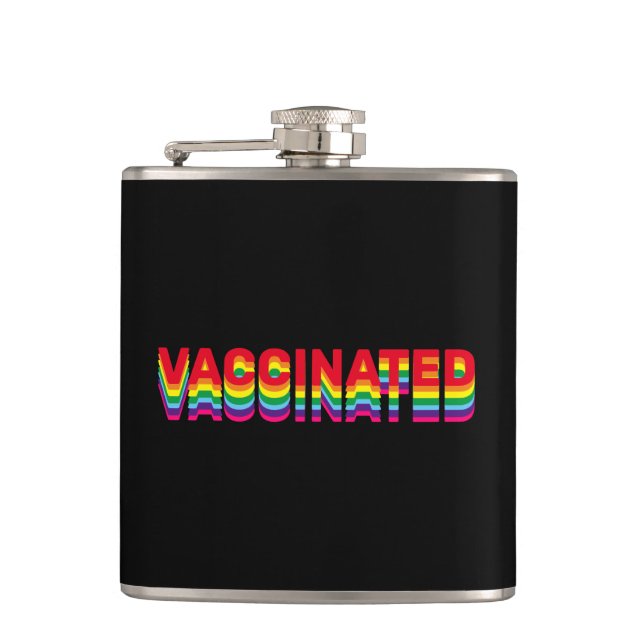 Impfstoff-Stolz-Regenbogenfarben schwarz Flachmann (Vorderseite)
