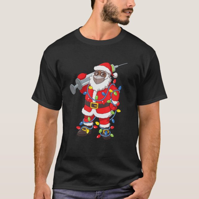Impfte Afrikanischer Weihnachtsmann Funny Chri T-Shirt (Vorderseite)