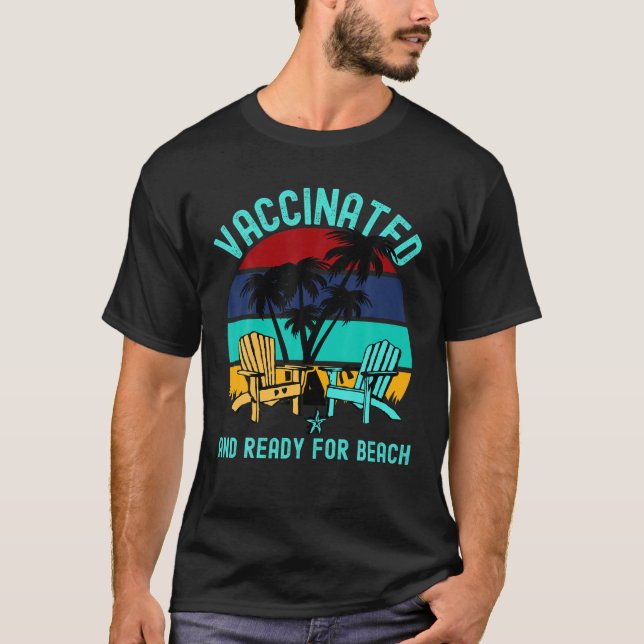 Impfung und bereit zum Party Beach Palms Sea Vaca T-Shirt (Vorderseite)