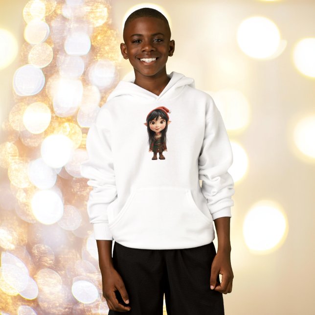 Impish Girl Christmas Elf Boy Sweat - shirt à capu (Créateur téléchargé)