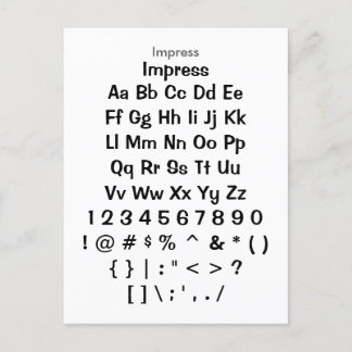 Impress - Zazzle-Schriftart-Mustervorlage Postkarte