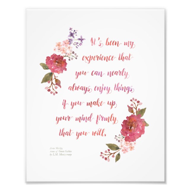 Impression 8x10 - citation Anne of Green Gables (Devant)