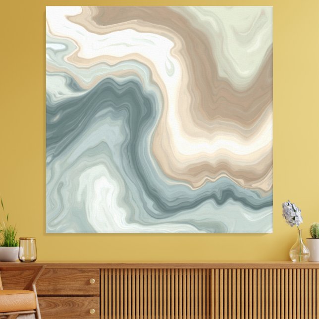 Impression abstraite côtière bleu vert marron clai (Insitu(Salon))