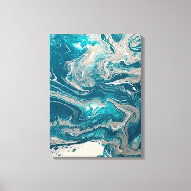 Impression Abstraite turquoise sur toile étirée (Recto)