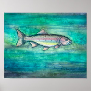 Impression aquarelle de truite arc-en-ciel par Mol