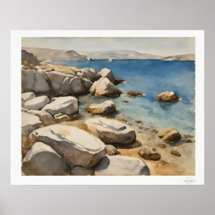 Impression artistique d'une côte érodée et d'une c