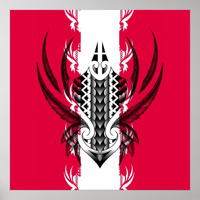 Impression artistique maori avec tatouages (Devant)