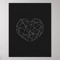 Impression cardiaque Abstraite. Noir et blanc. Amo