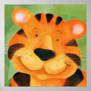 Impression d'affiche carré pour tigre joyeux