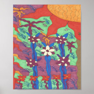Impression d'affiche d'art abstrait de la vie dans