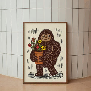 Impression d'affiche d'art mural mignon de Bigfoot