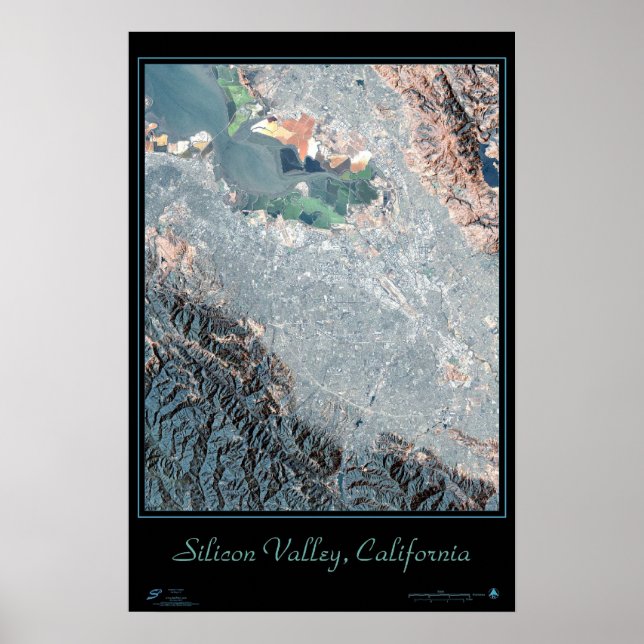 Impression d'affiche satellite de la Silicon Valle (Devant)