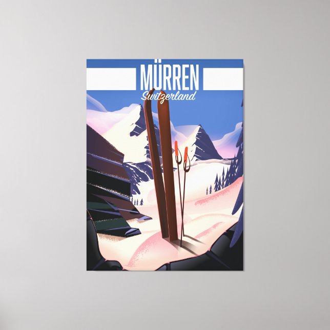 Impression d'affiches de ski de Murren Suisse. (Recto)