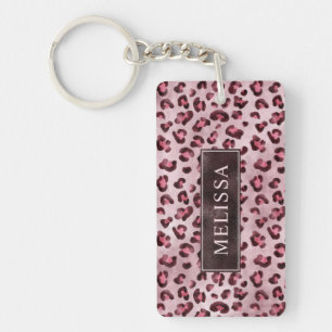 Impression d'animal Léopard Rose avec Faux Feuille