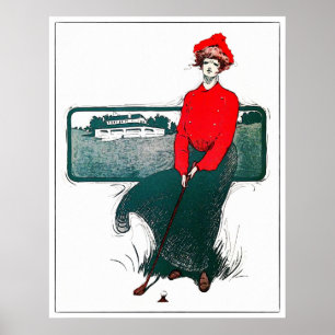 Impression d'aquarelle de golf vintage des années 