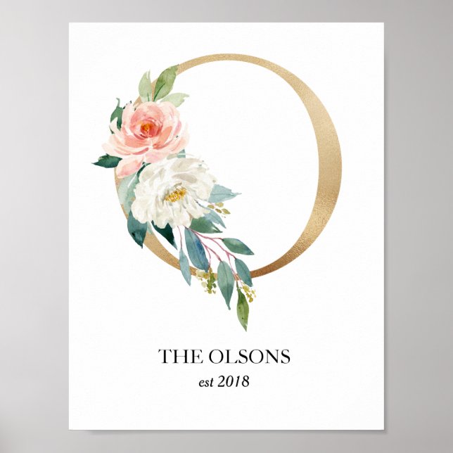 Impression d'art à monogramme, lettre O, mariage,  (Devant)