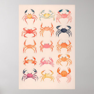 Impression d'art aquarelle de crabes Maison de pla