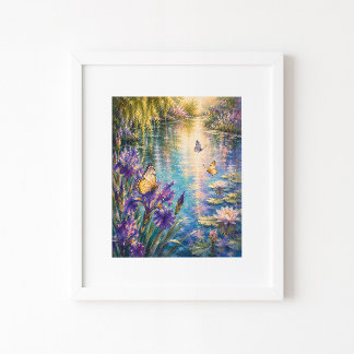 Impression d'art aquarelle Jardin de papillons