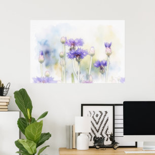 Impression d'art au style aquarelle de Bleuet