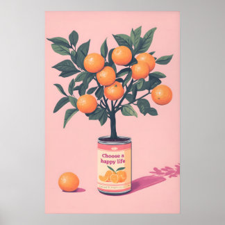 Impression d'art Choisir une vie heureuse, Orange