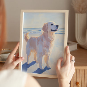 Impression d'art côtier Golden Retriever à la plag