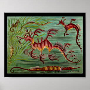 Impression d'art couleur Vintage Seahorse