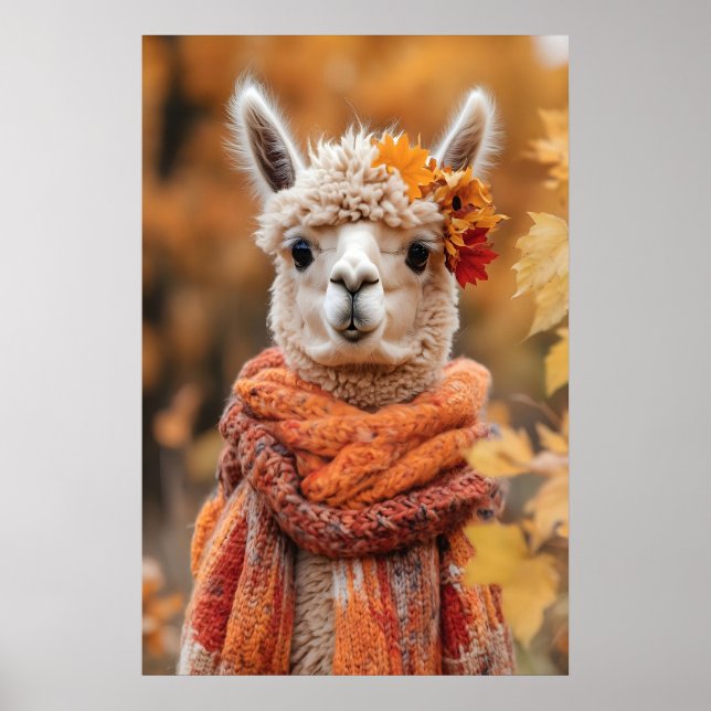 Impression d'art d'alpaca d'automne, bois automnal (Devant)