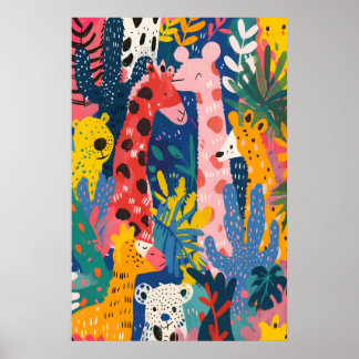 Impression d'art d'animaux de jungle inspirée de M