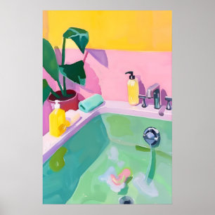 Impression d'art de baignoire colorée salle de bai