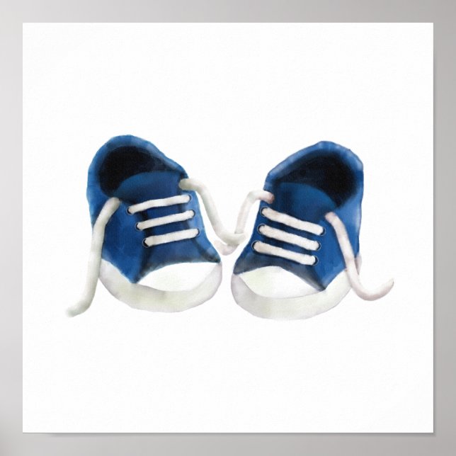 Impression d'art de baskets bébé bleues (Devant)