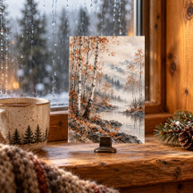 Impression d'art de bouleau entre les saisons