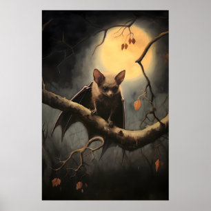 Impression d'art de chauve-souris lunaire, Cottage