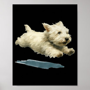 Impression d'art de chien drôle courant Mignon Wes