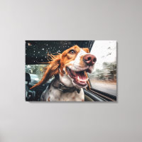 Impression d'art de chien excité en voiture sous l