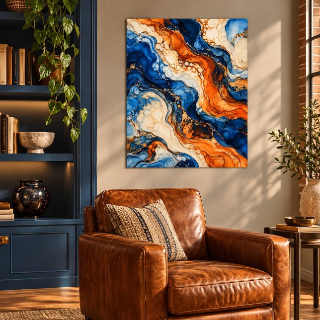 Impression d'art de Cobalt Ember Current (Unframed paper art print. All texture effects are printed. Room styling props are not included.)