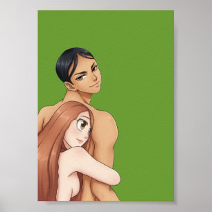Impression d'art de couple anime en illustration n