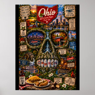 Impression d'art de crâne de l'Ohio État d'espri