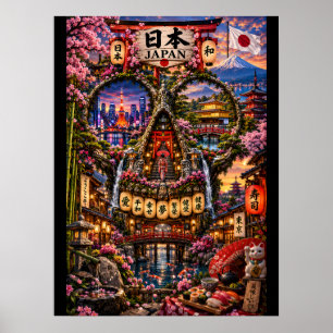 Impression d'art de crâne du Japon État d'esprit