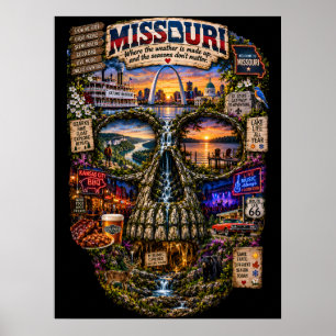 Impression d'art de crâne du Missouri État d'esp