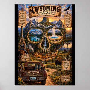 Impression d'art de crâne du Wyoming État d'espr