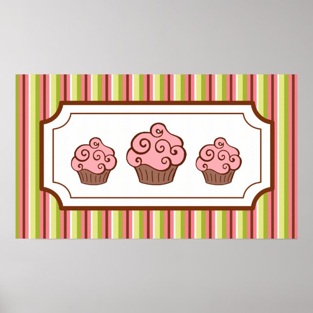 Impression d'art de cupcake à rayures de bonbon (Devant)